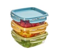 Snips Lock Mixcolor - Set 3 Contenitori per Alimenti 0,5L, Coperchio Salva Freschezza con 4 Chiusure di Sicurezza - Contenitore per Cibi 14,7x14,7x8 Frigorifero, Microonde, Lavastoviglie Made in Italy