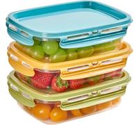 Snips Lock Mixcolor - Set 3 Contenitori per Alimenti 0,6L, Coperchio Salva Freschezza con 4 Chiusure di Sicurezza - Contenitore per Cibi 18,4x14x8 Frigorifero, Microonde e Lavastoviglie Made in Italy