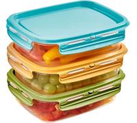 Snips Lock Mixcolor - Set 3 Contenitori per Alimenti 1,4L, Coperchio Salva Freschezza con 4 Chiusure di Sicurezza, Contenitore per Cibi 22,5x17,7x11 Frigorifero, Microonde, Lavastoviglie Made in Italy
