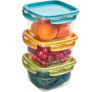 Snips Lock Mixcolor - Set 3 Contenitori per Alimenti 1L, Coperchio Salva Freschezza con 4 Chiusure di Sicurezza - Contenitore per Cibi 14,7x14,7x12 Frigorifero, Microonde e Lavastoviglie Made in Italy