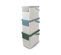 Snips Set 3 Pattumiere Differenziata, Pattumiere da Cucina 3 x 25 litri, Bidoni Differenziata Impilabili 26 x 36 x 50 cm, Colore Bianco, Made in Italy.