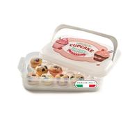 Snips Porta Cupcake 7 LT Bianco, Porta Dolci, Contenitore Decorato Con Vassoio, Made In Italy, Bpa Free