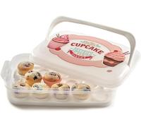 Snips - Porta Cupcake, Muffin e Porta Torta con Coperchio, 7L - Scatola Preformata per 14 Cupcakes, Bignè e Dolcetti con Manico per Trasporto Dolci - Scatole Contenitori Alimenti, Pasticceria e Feste