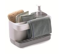 Snips Riordinello - Dispenser Sapone Cucina e Bagno 3in1, Set Porta Spugne Lavello Cucina, Porta Sapone Dosatore 400ml e Strofinacci, Organizer Lavello Salvaspazio 21x12x18 Made in Italy Bianco/Grigio