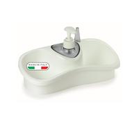 Snips Saponello - Dispenser Sapone Cucina 2in1, Set a 2 Vani Porta Spugne Lavello Cucina e Lavanderia Laterali, Porta Sapone Dosatore 200ml e Porta Anelli, Organizer Lavello 26x11,5x14,5 Made in Italy