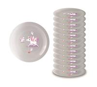 Snips, Set 12 Piatti Plastica Rigida Lavabili, Piatti Plastica Riutilizzabili, Decoro Unicorno, Ø 23,5 cm, Made in Italy
