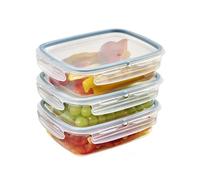 Snips - Set 3 Contenitori per Alimenti 1,4L Trasparenti, Coperchio Salva Freschezza con 4 Chiusure di Sicurezza - Contenitore per Cibi 22,5x17,7x11 Frigorifero, Microonde e Lavastoviglie Made in Italy
