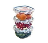 Snips - Set 3 Contenitori per Alimenti 1L Trasparenti, Coperchio Salva Freschezza con 4 Chiusure di Sicurezza - Contenitore per Cibi 14,7x14,7x12 Frigorifero, Microonde e Lavastoviglie, Made in Italy