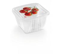 Snips, Set 3 Contenitori per Alimenti Quadrati da 1 litro, Contenitori in plastica Trasparente con Coperchio Decorato, Misure 15 x 15 x 8,5 cm, Made in Italy, 0% BPA e Phthalate Free