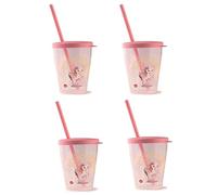 Snips Set 4 Bicchieri Con Cannuccia | 0,385 LT | Bicchiere Con Cannuccia | Bicchiere Bambini | Decoro Unicorno | Made in Italy | 0% BPA