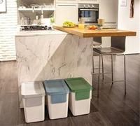 Snips Set di 3 contenitori per la raccolta differenziata, con coperchio grigio chiaro, blu e verde