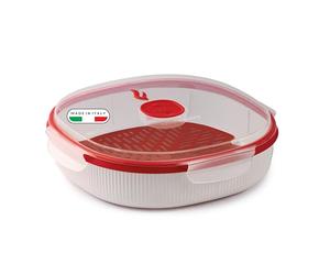 Snips - Vaporiera Microonde Bianca 2L per Cottura a Vapore con 1 Contenitore e Griglia Interna - Contenitori per Alimenti, Contenitore per Microonde 24,5x24,5x7 Made in Italy