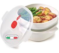 Snips - Vaporiera Microonde Bianca 4L Con 2 Vassoi Sovrapponibili per Doppia Cot