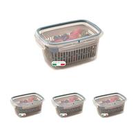 Snips Veggie SnipsLock - Contenitori per Alimenti Rettangolare, Contenitore per Cibi 1,2L, Cestello Rimovibile, 4 Chiusure di Sicurezza e Guarnizione Salva Freschezza 18.4x14x9, Azzurro, Made in Italy