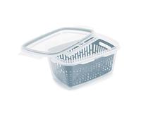 Snips Veggie SnipsLock - Contenitori per Alimenti Rettangolare, Contenitore per Cibi 1,2L, Cestello Rimovibile, 4 Chiusure di Sicurezza e Guarnizione Salva Freschezza 18.4x14x9, Azzurro, Made in Italy