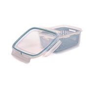Snips Veggie SnipsLock - Contenitori per Alimenti Rettangolare, Contenitore per Cibi 1,8L, Cestello Rimovibile, 4 Chiusure di Sicurezza e Guarnizione Salva Freschezza 22.5x17.7x9 Azzurro Made in Italy