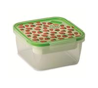 Snipslock Lunch Box quadrato 1,40 lt, decoro Fragole, vassoio estraibile, valvola sfiato vapore e posate