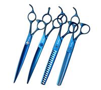 SnipStar 7/7,5 pollici professionali forbici per animali domestici blu set VG10 acciaio dritto/curvo/diradamento/forbici per la cura del chunker, tasso di diradamento 25-45%