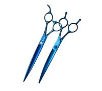 SnipStar professionale SnipStar Set blu VG10 acciaio 7,5 pollici forbici da taglio dritte e curve da 7 pollici per la cura del cane