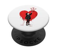 #snirt Banks Street Art - Maglietta da ragazza con motivo a cuore PopSockets PopGrip Adesivo