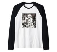 #snirt Gesù Come Maglietta da DJ, Dio è Un Dj Gesù Maglia con Maniche Raglan