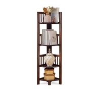 SNMIT Libreria Angolare A 3/4/5 Livelli, Scaffale Angolare Alto Aperto, Libreria Angolare Da Terra, Scaffale Portaoggetti In Legno A Forma Di L Per Piccoli Spazi(Walnut color,4-tiers)