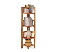 SNMIT Libreria Angolare A 3/4/5 Livelli, Scaffale Angolare Alto Aperto, Libreria Angolare Da Terra, Scaffale Portaoggetti In Legno A Forma Di L Per Piccoli Spazi(Original wood color,4-tiers)