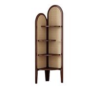 SNMIT Libreria Angolare, Espositore Portaoggetti Con Pannello Posteriore, Librerie Angolari A L, Contenitore Indipendente For Soggiorno, Cucina, Ufficio(Walnut)
