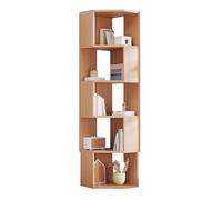 SNMIT Libreria Angolare Indipendente, Mensola Angolare Alta Con Paraschizzi, Libreria Angolare A 2-5 Ripiani, Mensola Portaoggetti A L Per Piccoli Spazi(Original wood color,5-tier)