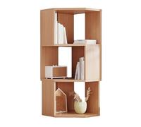 SNMIT Libreria Angolare Indipendente, Mensola Angolare Alta Con Paraschizzi, Libreria Angolare A 2-5 Ripiani, Mensola Portaoggetti A L Per Piccoli Spazi(Original wood color,3-tier)