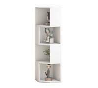 SNMIT Libreria Angolare,libreria Angolare A 4 Ripiani,scaffale Angolare Alto A Forma Di L Con Deflettori,spazio Archiviazione Aperto In Legno Massello For Soggiorno(White,120x30x30cm)