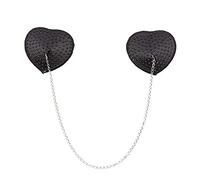 Snner 1 Coppia Sexy Capezzoli Diamante della Copertura del Silicone Catena della Colla della Cassa A Forma di Cuore con Il Seno Petali Cosplay Adesivi per Capezzoli Nero