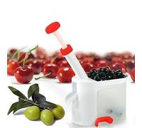 Snocciola Ciliegie e Olive con un semplice gesto! Snocciolatore rapido automatico, denocciolatore, levanoccioli, leva rimuovi ed estrai noccioli di oliva, ciliegia o amarene per ciliege amarena denocciolatrice - Ideale per marmellate e insalate - Con vassoio e base con ventosa per il massimo della stabilità