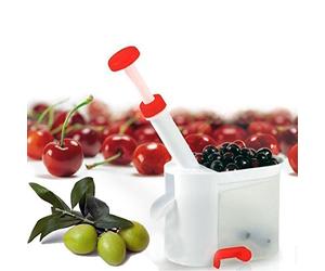 Snocciola Ciliegie e Olive con un semplice gesto! Snocciolatore rapido automatico, denocciolatore, levanoccioli, leva rimuovi ed estrai noccioli di oliva, ciliegia o amarene per ciliege amarena denocciolatrice - Ideale per marmellate e insalate - Con vassoio e base con ventosa per il massimo della stabilità