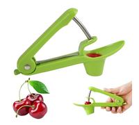 Snocciolatore Ciliegie in Acciaio Inox con Manico Ergonomico e Supporti in Silicone, Denocciolatore per Ciliegie, Olive, Frutta - Togli Nocciolo Ciliegie in Sicurezza per Marmellata e Dolci(Verde)