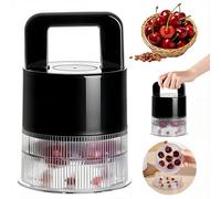 Snocciolatore per ciliegie, 7 in 1, con fessure extra large da 3,8 cm per ciliegie Jumbo, snocciolatore per olive, contenitore trasparente, design anti-schizzi (nero)
