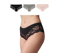 Snocks 3-Pack Hipster Mutande Donna di Cotone Organico - Hipster Intimo Donna Mutande - Mix (Albicocca/Verde Nebbia/Nero) - M
