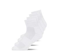 Snocks 4 Paia di Calzini Running per Uomo e Donna in Cotone Organico - Calze Sportive Unisex - Calzini Palestra Donna Uomo Antivesciche e Antiscivolo per Padel, Crossfit, Basket - Bianco - 43-46