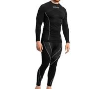 Snocks Biancheria Intima Termica Uomo - Maglia Manica Lunga e Calzamaglia Termica Uomo Invernale - Biancheria Intima Funzionale Sportiva - Nero - XL