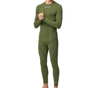 Snocks Biancheria Intima Termica Uomo - Maglia Manica Lunga e Calzamaglia Termica Uomo Invernale - Biancheria Intima Funzionale Sportiva - Verde Olivina - L