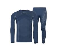 Snocks Biancheria Intima Termica Uomo - Maglia Manica Lunga e Calzamaglia Termica Uomo Invernale - Biancheria Intima Funzionale Sportiva - Blu Navy - M