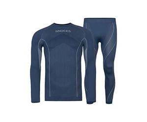 Snocks Biancheria Intima Termica Uomo - Maglia Termica Uomo Manica Lunga e Calzamaglia Termica Uomo Invernale Taglia M-XXL Tuta Termica Uomo Funzionale Sportiva