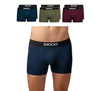 Snocks Pacco 6 Boxer Uomo Cotone Bio Elasticizzato - Mutande Uomo Senza Etichette Irritanti - Boxer Pack - Mix (Blu Marino/Rosso/Olivina) - XXL
