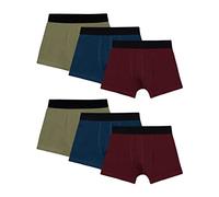 Snocks Pacco 6 Boxer Uomo Cotone Bio Elasticizzato - Mutande Uomo Senza Etichette Irritanti - Boxer Pack - Mix (Blu Marino/Rosso/Olivina) - XXL