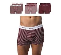 Snocks Pacco 6 Boxer Uomo Cotone Bio Elasticizzato - Mutande Uomo Senza Etichette Irritanti - Boxer Pack - Strisce Rosse - XL