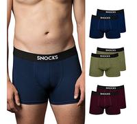 Snocks Pacco 6 Boxer Uomo Cotone Bio Elasticizzato - Mutande Uomo Senza Etichette Irritanti - Boxer Pack - Mix (Blu Marino/Rosso/Olivina) - 3XL