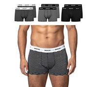 Snocks Pacco 6 Boxer Uomo Cotone Bio Elasticizzato - Mutande Uomo Senza Etichette Irritanti - Boxer Pack - Strisce Nere - L