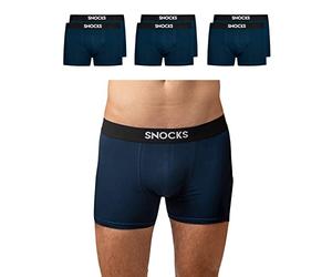 Snocks Pacco 6 Boxer Uomo Cotone Bio Elasticizzato - Mutande Uomo Senza Etichette Irritanti - Boxer Pack - Blu Marino - M