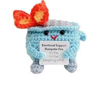 Snokipye Emotional Support Dumpster Fire Plushies, supporto positivo emotivo, mini contenitore fatto a mano all'uncinetto con carta ispiratrice, Pocket Hug Buona fortuna, regalo motivazionale