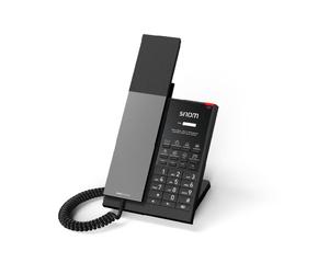 Snom HD350A Telefono analogico per hotel con scocca antibatterica, placca frontale personalizzabile e design conforme al GDPR.